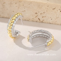 I8K Two Tone Gold Plated 925 Silver Earrings